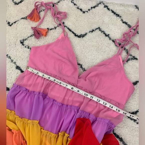 NWOT | LFD Tiered Rainbow Mini Sundress | summer party dress - Picture 6 of 9